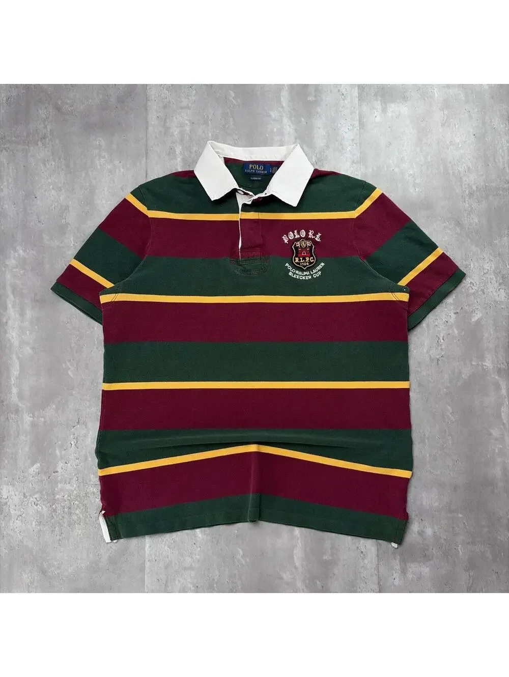 Y2K Burgundy Polo Ralph Lauren Grunge Rugby Striped Polo Shirt
